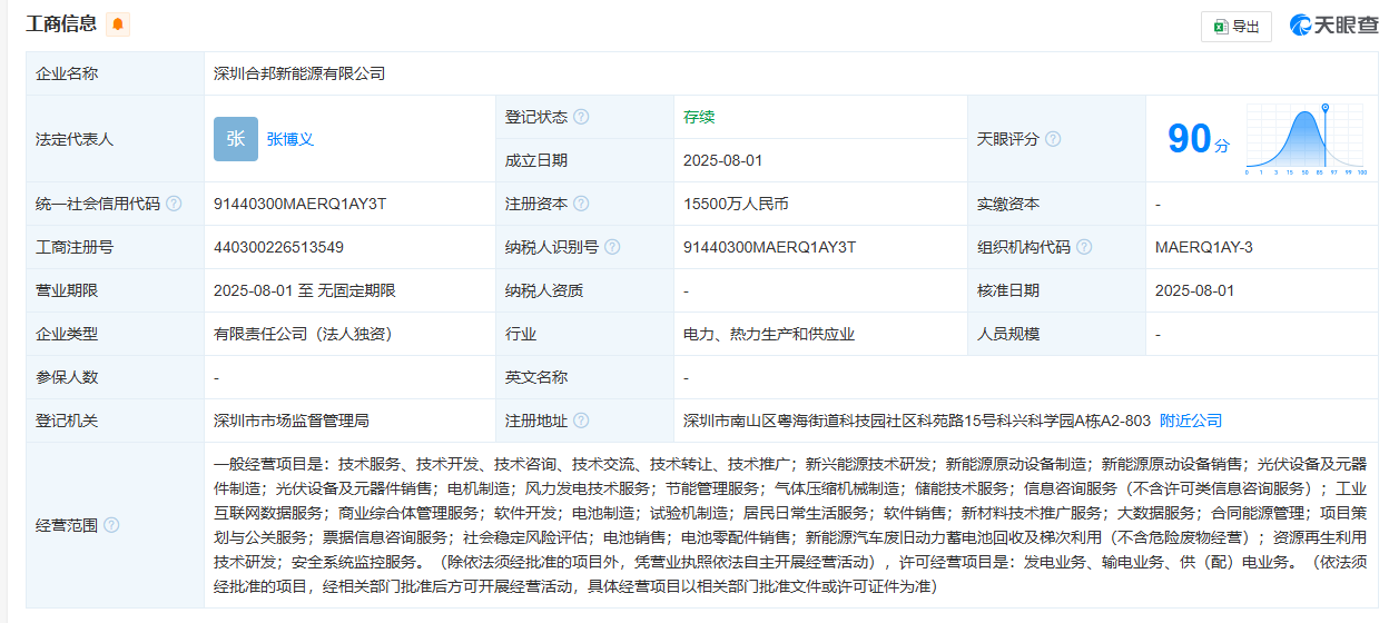 注資1.55億！贛鋒鋰業(yè)在深圳成立新能源公司